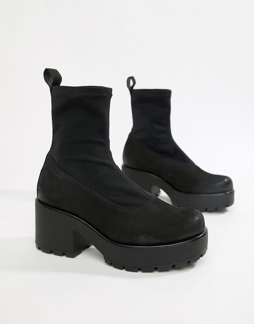 vagabond dioon nubuck stretch platform sock boots