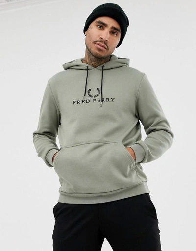 Fred Perry Sports Authentic 90s Embroidered Logo Hoodie In Pale