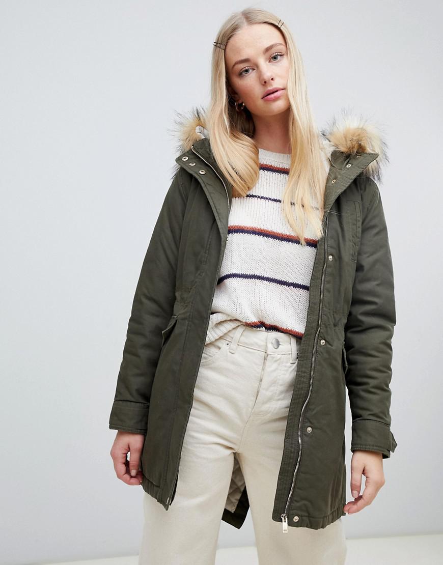 new look faux fur hood parka