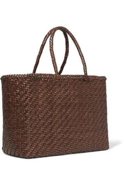 Shop Dragon Diffusion Basket Big Woven Leather Tote In Dark Brown