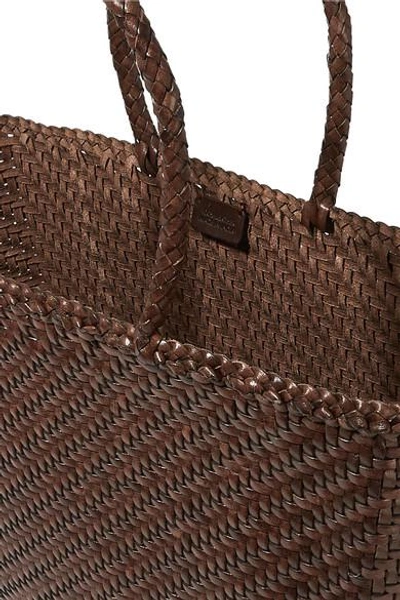 Shop Dragon Diffusion Basket Big Woven Leather Tote In Dark Brown