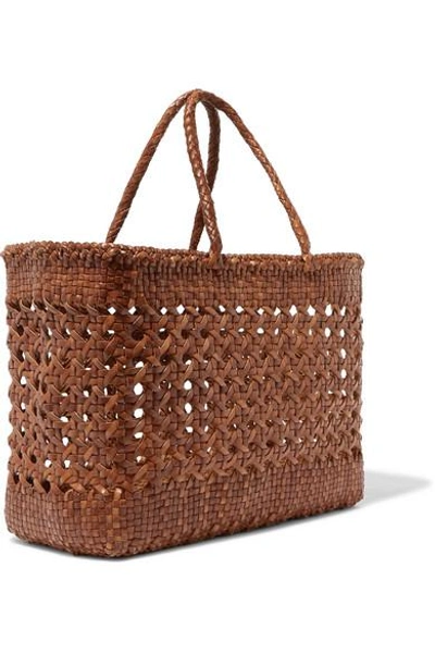 Shop Dragon Diffusion Cannage Big Woven Leather Tote In Tan