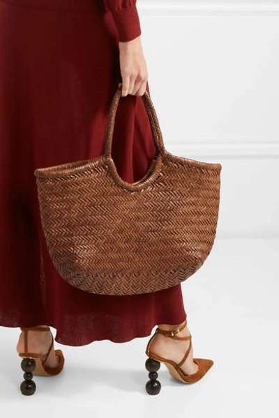 Shop Dragon Diffusion Nantucket Large Woven Leather Tote In Tan