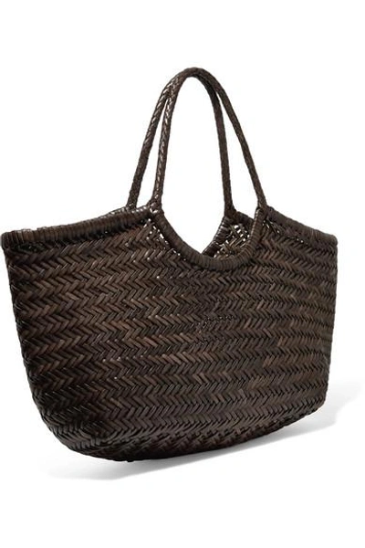 Shop Dragon Diffusion Nantucket Large Woven Leather Tote In Dark Brown