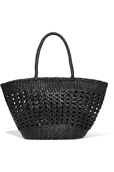 Shop Dragon Diffusion Cannage Woven Leather Tote In Black