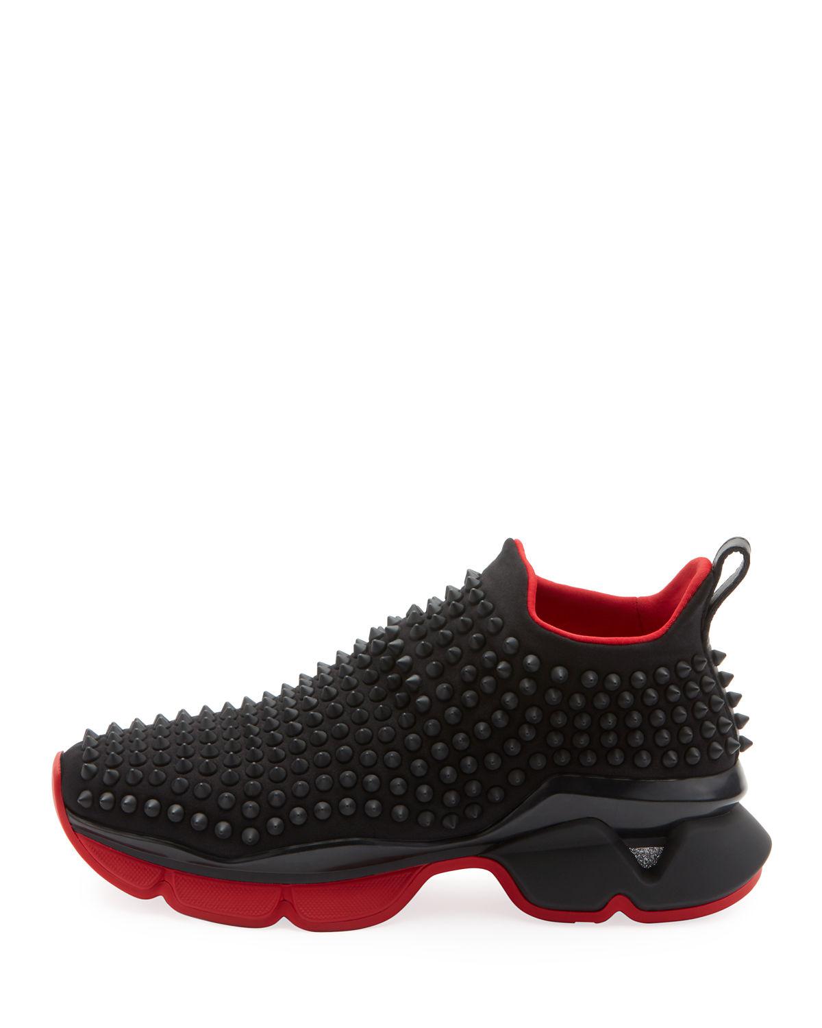 Christian Louboutin Spike Sock Donna Flat Sneakers - Black, Black Mat ...