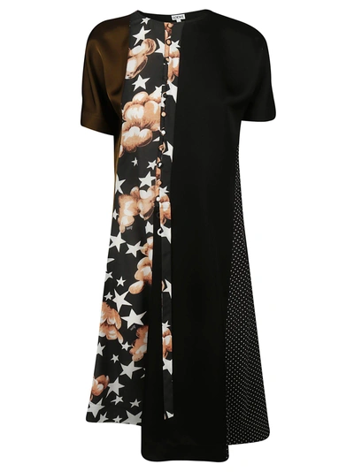 Shop Loewe Printed Shift Dress In Black/multicolor