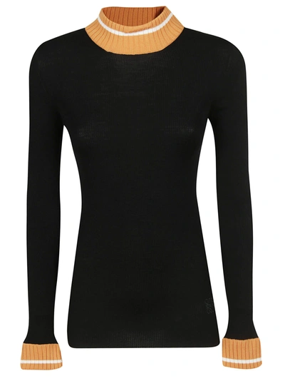 Shop Loewe High Neck Sweater In Black/orange