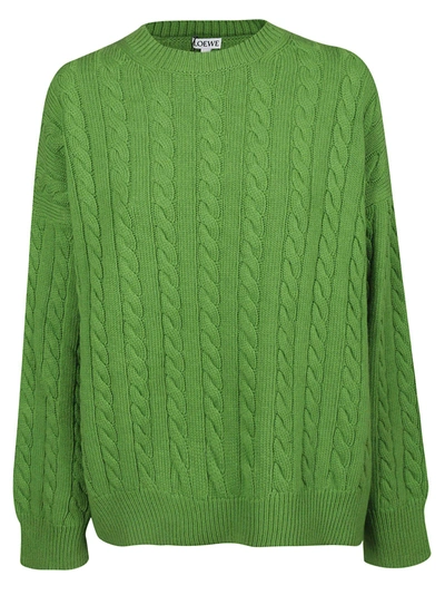 Shop Loewe Oversized Knit Sweater In Green