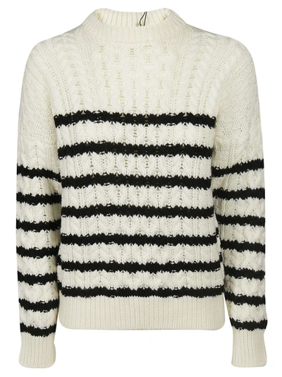 Shop Loewe Striped Sweater In White/black
