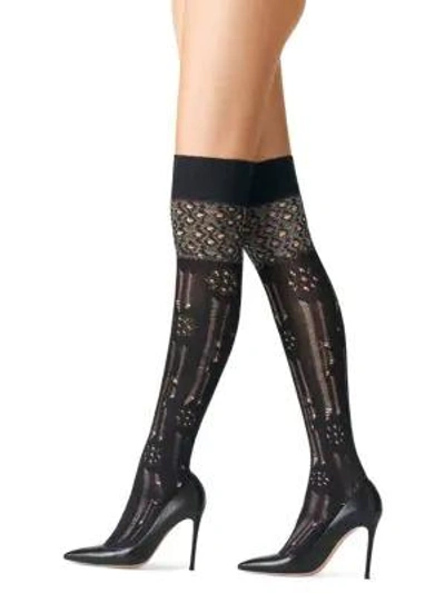 Shop Fogal Giada Over-the-knee Socks In Noir