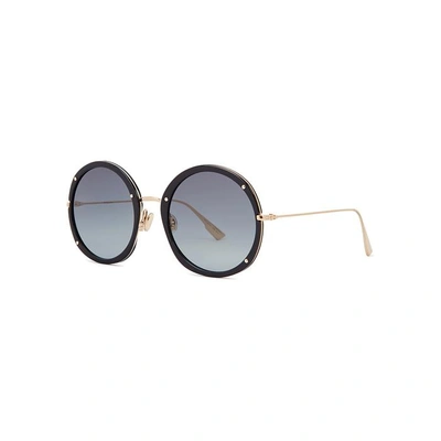 Shop Dior Hypnotic1 Round-frame Sunglasses In Black And Other