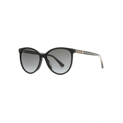 Shop Gucci Black Oval-frame Sunglasses