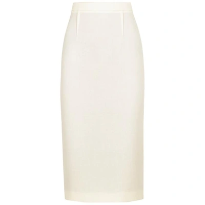 Shop Roland Mouret Arreton Ivory Wool Pencil Skirt In White