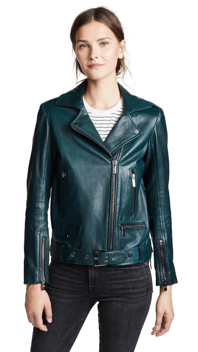 Shop Nour Hammour Republique Leather Jacket In Emerald