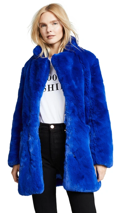 Shop Apparis Sophie Faux Fur Coat In Cobalt