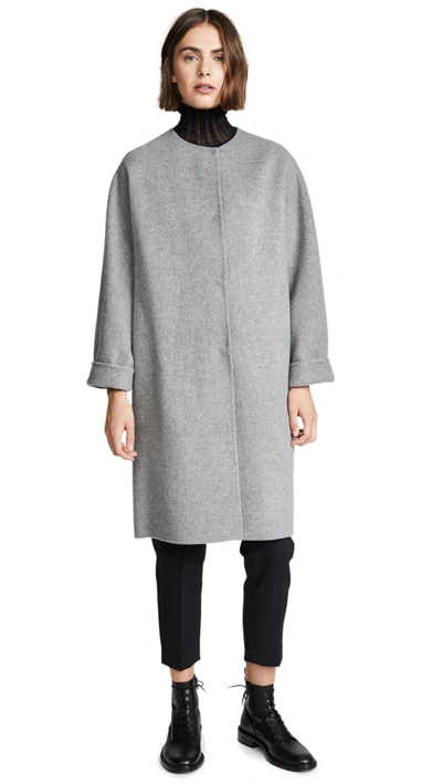 Shop Theory Rounded Coat In Medium Grey Melange