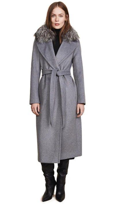 Shop Soia & Kyo Adelaida Wool Coat With Removable Fur Trim In Ash