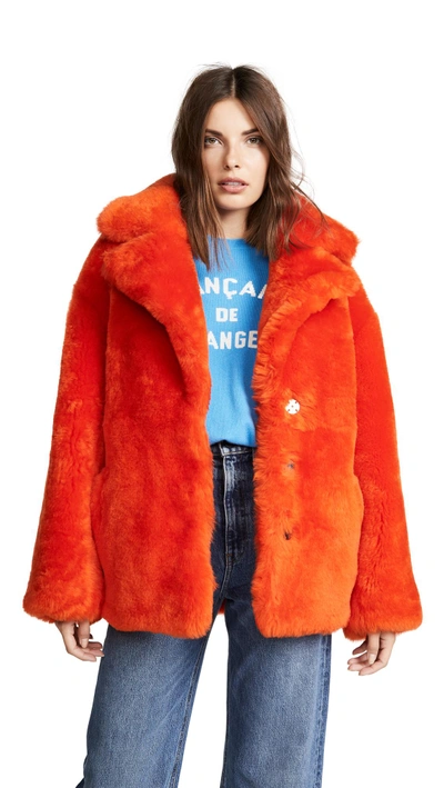 Shop Anne Vest Sirid Shearling Coat In Dark Orange