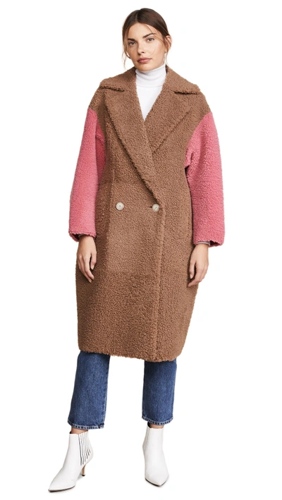 Shop Anne Vest Coze Coat In Brown/pink