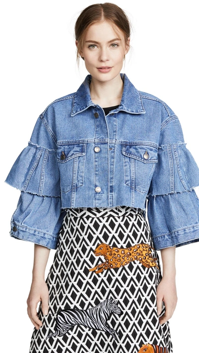 Katya Dobryakova Decor Denim Jacket In Light Blue ModeSens