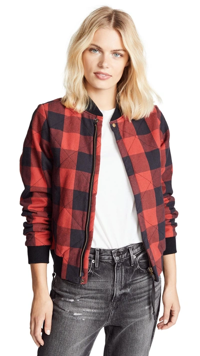 Shop Nsf Neil Bomber Jacket In Flannel Check