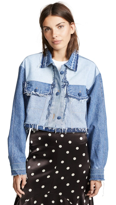 Shop Ksenia Schnaider Reworked Denim Jacket In Mixed Blue