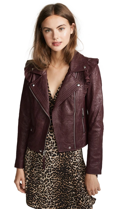 Shop Paige Annika Leather Jacket In Dark Currant