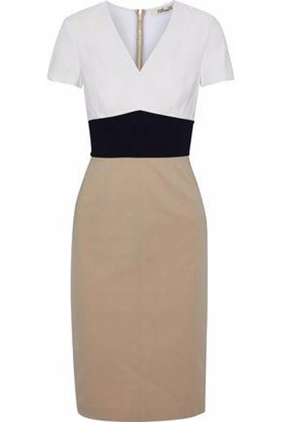 Shop Diane Von Furstenberg Woman Color-block Cotton-blend Dress Sand