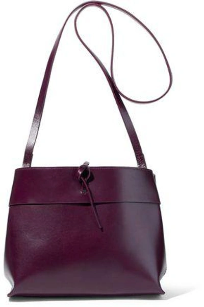 Shop Kara Tie Leather Shoulder Bag In Plum