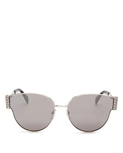 Shop Moschino Women's Mirrored Round Sunglasses, 61mm In Silver/silver