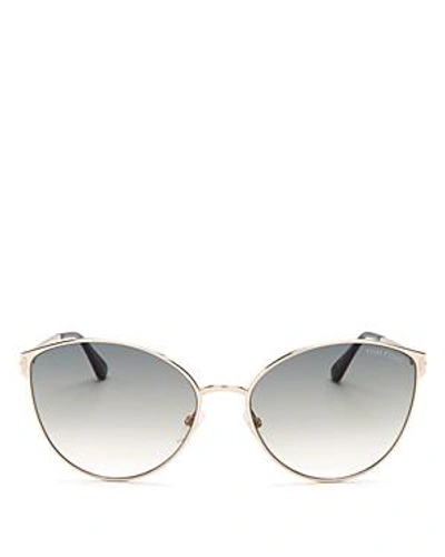Shop Tom Ford Women's Cat Eye Sunglasses, 60mm In Shiny Rose Gold/smoke