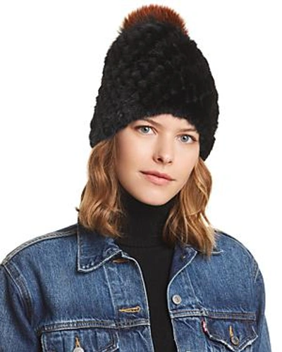 Shop Jocelyn Fox Fur Pom-pom & Knit Mink Fur Beanie In Black/multi