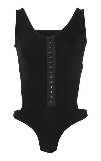 Shop Mugler Cutout Crepe Bodysuit In Black