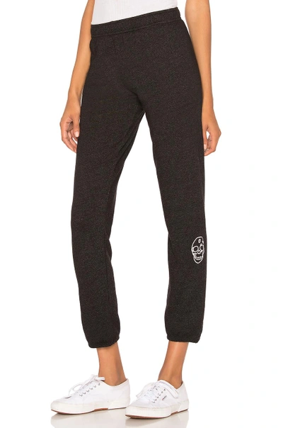 Shop Monrow Skull Embroidered Sweats In Black