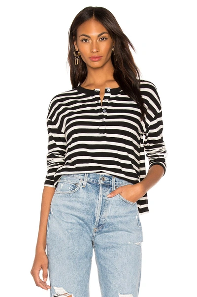 Shop Monrow Slouchy Henley Top In Black & White. In Black & Natural