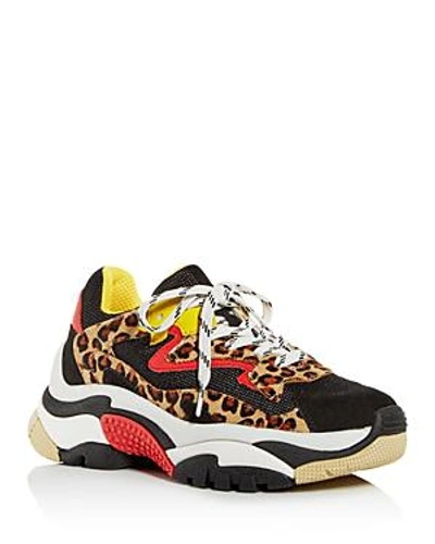Shop Ash Women's Addict Mixed-media Lace-up Sneakers In Leopard Red