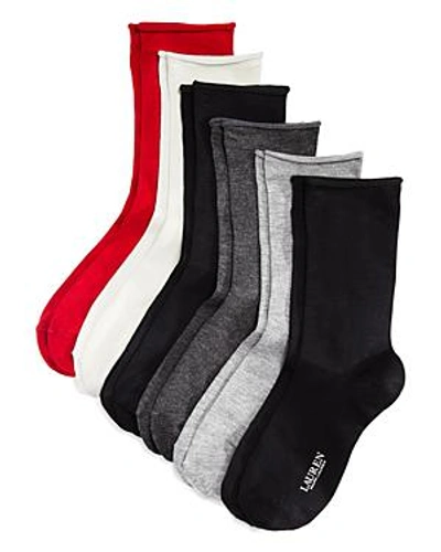 Shop Ralph Lauren Lauren  Roll Top Trouser Socks, Set Of 6 In Red