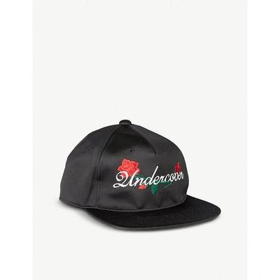 Shop Undercover Rose-embroidered Silk-satin Baseball Cap In Black