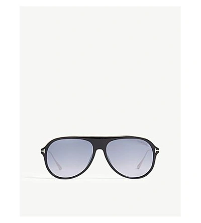 Shop Tom Ford Nicholai Aviator-frame Sunglasses In Black/gold