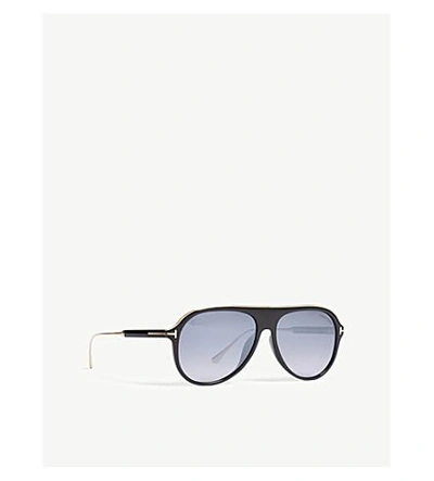 Shop Tom Ford Nicholai Aviator-frame Sunglasses In Black/gold