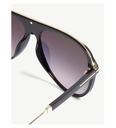 Shop Tom Ford Nicholai Aviator-frame Sunglasses In Black/gold