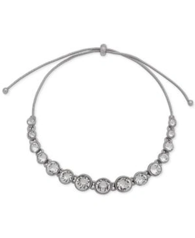 Shop Givenchy Crystal Bezel Slider Bracelet In Rhodium