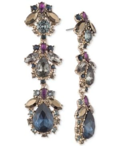 Shop Marchesa Gold-tone Stone & Crystal Linear Drop Earrings