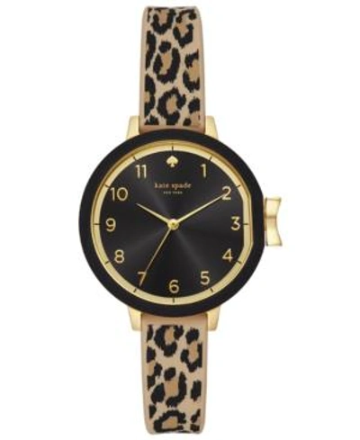 Shop Kate Spade New York Women's Park Row Leopard Print Silicone Strap 34mm In Black/brown