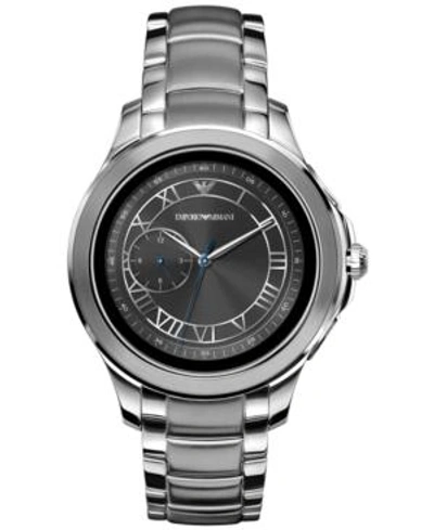 Shop Emporio Armani Men's Stainless Steel Bracelet Touchscreen Smart Watch 46mm In Silver