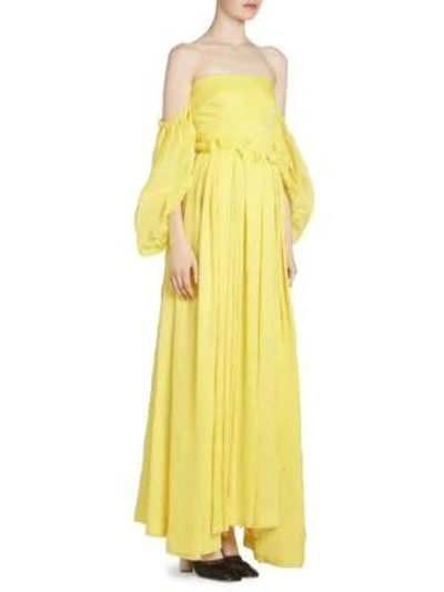 Shop Loewe Off-the-shoulder Ball Gown In Yellow