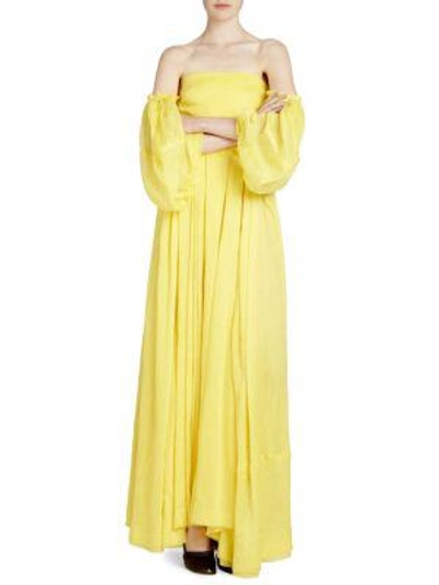Shop Loewe Off-the-shoulder Ball Gown In Yellow