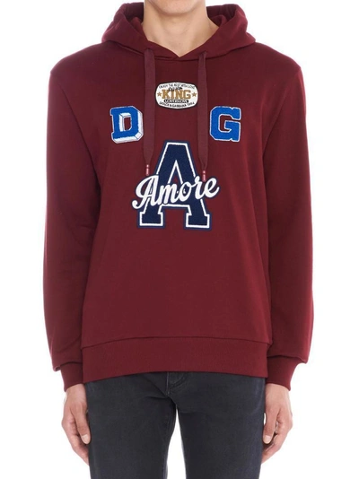 Shop Dolce & Gabbana Amore Hoodie In Red