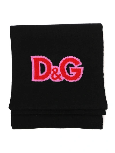 Shop Dolce & Gabbana D&g Queen Cashmere Scarf In Black